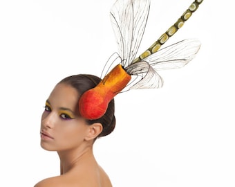 Dragonfly In Raw Silk Pitcher Plant, Carnivorous Plant Headpiece