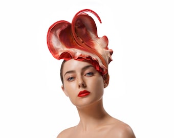 Made to order Red Races Hat, Floral Fascinator 50% OFF- ON SALE
