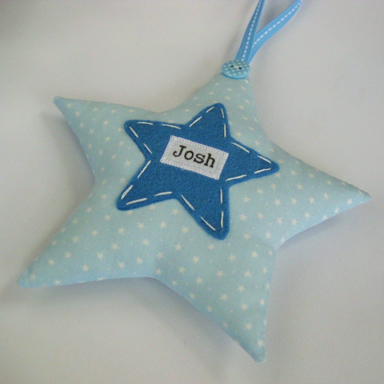 Personalised Baby Boy Star Padded Fabric Hanging Nursery Etsy