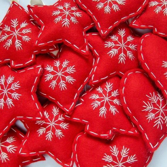Scandinavian Christmas Ornaments Part - 16: Scandinavian Christmas Handmade Snowflake Embroidered | Etsy