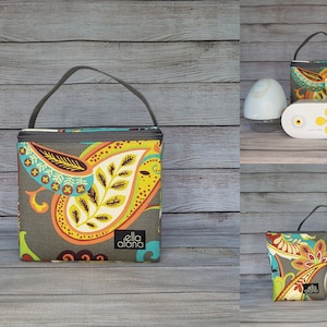 Ready to ship* Carrying Case for the Willow, Elvie, Medela Max Flo, Freestyle, or Spectra 9 pump in Charcoal with bright paisley print