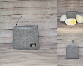Versandfertig* Täschchen für die Willow, Elvie, Freestyle, Spectra 9 Luftdruck-Pumpe in Grau Tweed