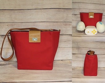 Ready to ship* Mini Ella style BP Bag for Willow, Elvie, Max Flo, Freestyle, or Spectra 9 pump in Solid Red Canvas with Charcoal lining