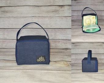 Sofort versandfertig* Tasche in Marineblau mit mintgrünem Futter