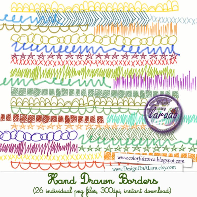 border clipart Tribal Borders scrapbook birthday invites PNG Chunky Marker Borders Borders Clip Art Hand Drawn Border doodles