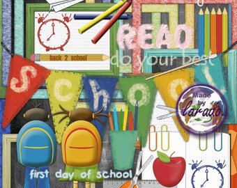 Back to School again!: Instant Download, Digital Scrapbook Kit, Great for Digital Scrapbooking, Cards, Invitations, Stationery