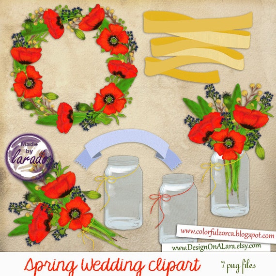 Spring Country Wedding Clipart Floral Clip Art Flower Wreth Etsy