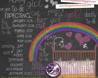 Expecting Baby Girl Chalk clipart, Pregnancy and Maternity Chalk clipart overlays, Baby Shower Clipart, baby girl clipart, pregnant clipart