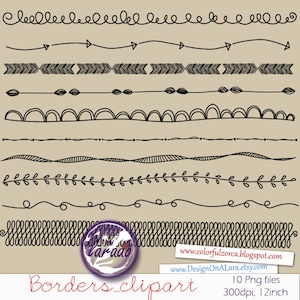 Digital border, Handsketched Border doodles, Borders Clip Art, Digital Frame, Wedding clip art, Text Dividers, BirthdayEmbellishment