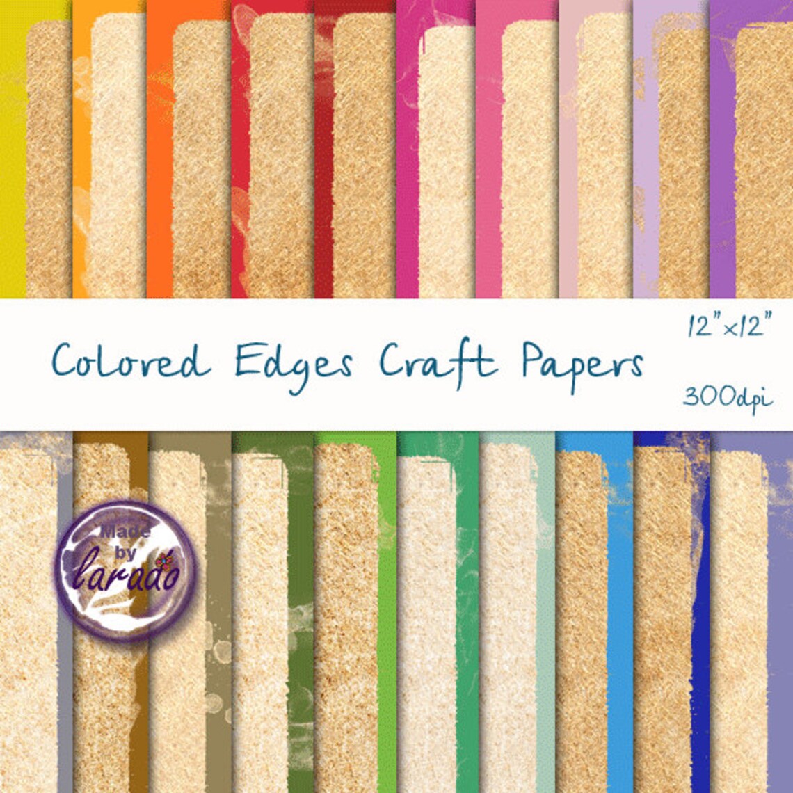 Colored Edges Craft Papers Digital Paper Pack for Etsy