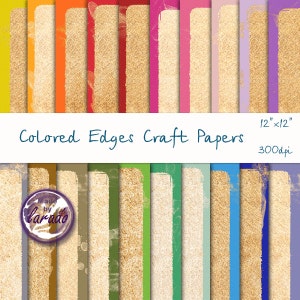 Colored Edges Craft Papers: Digital Paper Pack for scrapbooking, paper crafts, Instant Download image 1