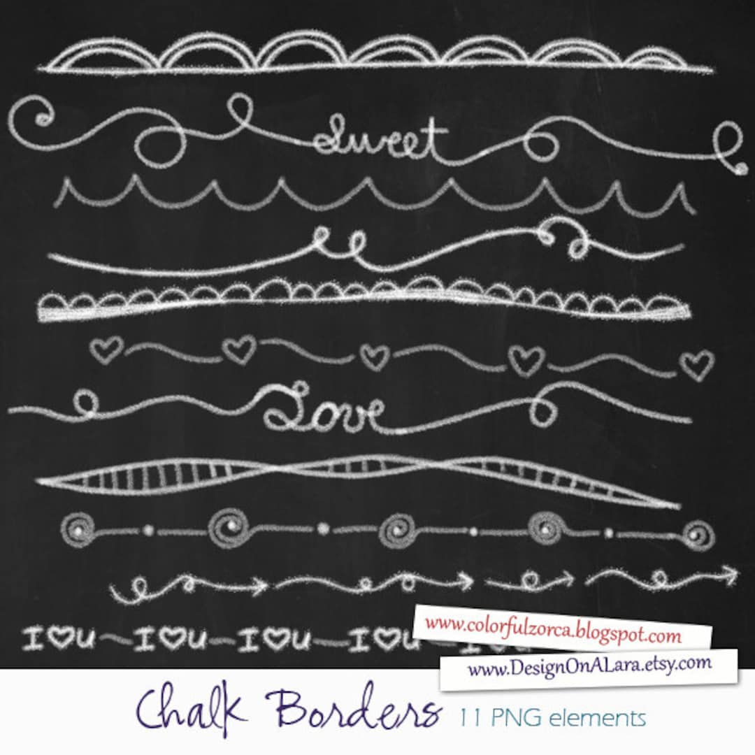 Chalk Borders, Chalk Borders Clip Art, Digital Borders, Hand Drawn