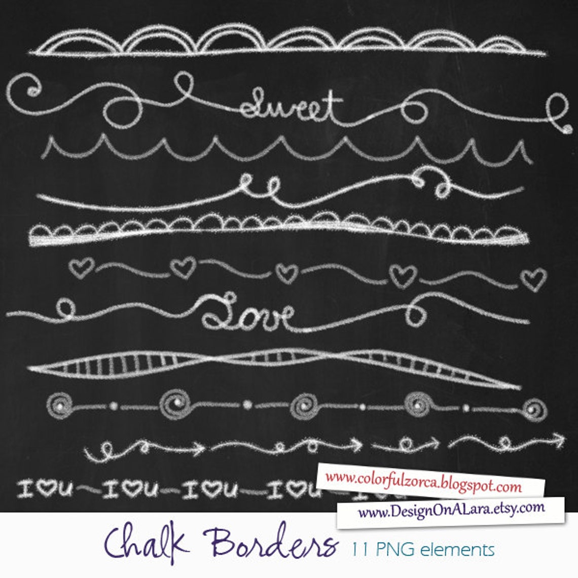Chalk Borders, Chalk Borders Clip Art, Digital Borders, Hand Drawn