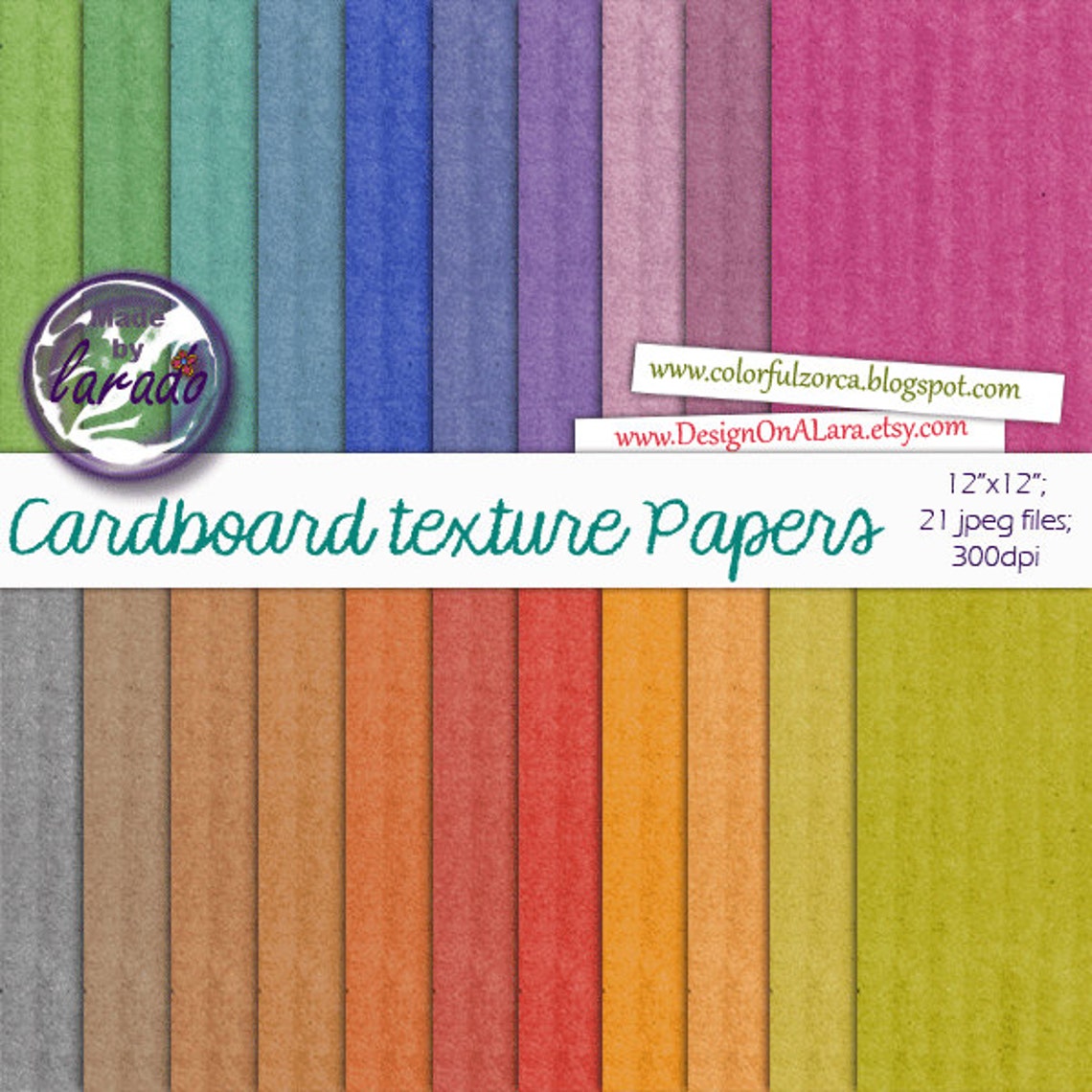 Cardboard Texture Papers Kraft Digital Paper Pack Colorful Etsy