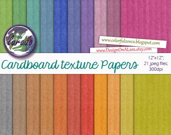 Cardboard Texture Papers, Kraft Digital Paper Pack, Colorful Papers for scrapbooking, Pattern Craft Paper Scrapbooking, Invites, Cards