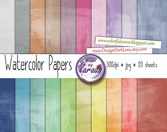 Watercolor Digital Papers, Colorful Digital Paper for scrapbooking, paper crafts, stationery, Watercolor pattern, watercolor backgrounds