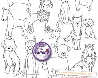 Dogs Digital Stamps, Puppy graphics, Dog Digital Graphics, Dog Clip Art, Hand Drawn Dog Clip Art, Dogs sketches, Dogs clipart, Dogs drawing