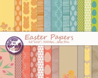 Easter Papers Pack: digital scrapbook papers suitable for Easter, for traditional or digital scrapbooking,  Instant Download, Backgrounds