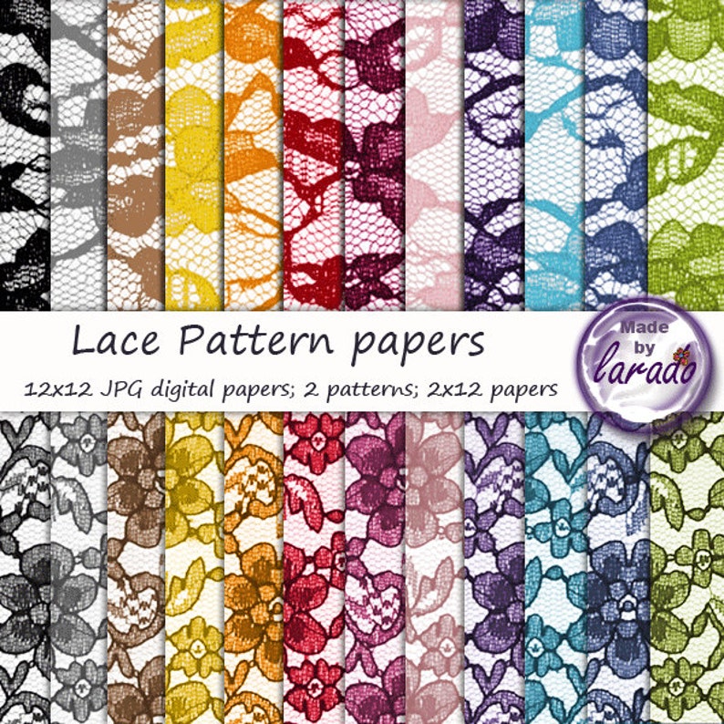 Lace Digital Papers Lace Pattern Romantic Floral Rainbow Etsy