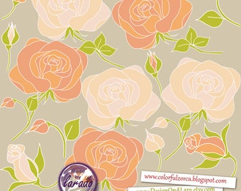 Rosas dibujadas a mano Clip Art, flores dibujadas a mano, imágenes prediseñadas florales, flores de boda, imágenes prediseñadas de rosas, rosas florales clipart