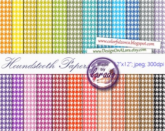 Houndstooth digital paper, Houndstooth Digital Papers Set, Retro Patterns, Tweed hounds tooth, digital scrapbooking paper