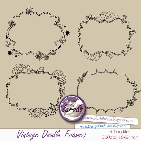 Digitale Doodle Rahmen Handsketched Doodle Rahmen Vintage Etsy