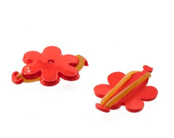 3,5x2,5 hair rubber Flower in red 2Pcs (HA2699_302)
