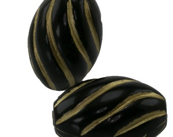 18x12 Oval curved bead in black 4Pcs (PK0391_18x12_schsfg)