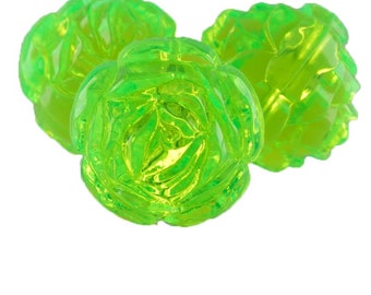 22mm Rose bead in neon green 2Pcs (PK0358_22mm_P4491)