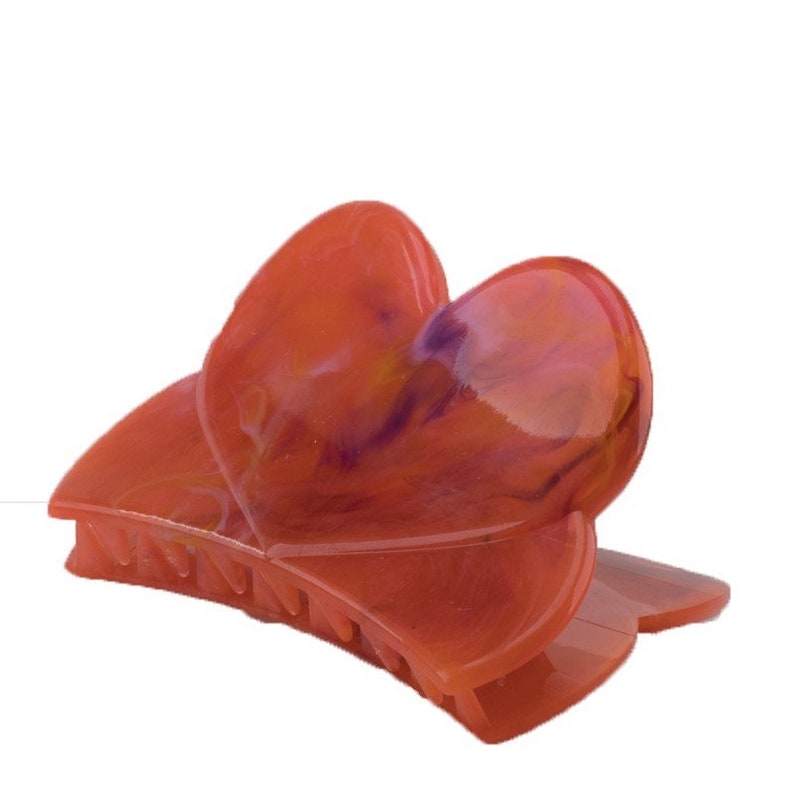 84x45 Hairclaw Heart en rouge orange 1Pcs image 1