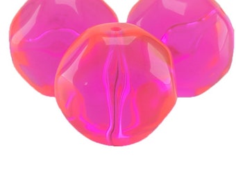 14mm Ambershaped bead  in neon pink 4Pcs (PK0501_14mm_P5675)