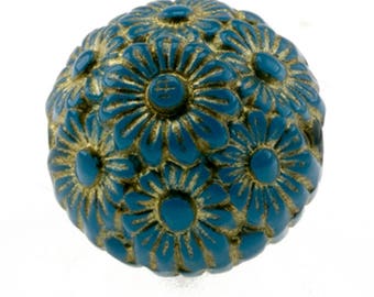 14mm Flower bead in skyblue 4Pcs (PK0363_14mm_P5587sfg)