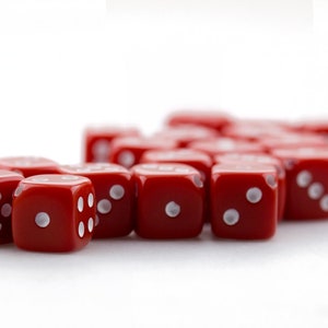 8mm Dice Bead 2pcs red opaque with white dots image 3