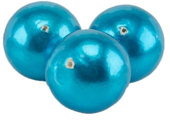 18 mm Perle Papermached en bleu turquoise vif ...