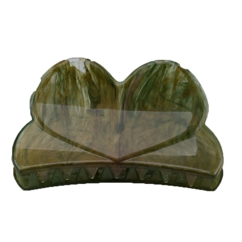 84x45 Hairclaw Heart in green with gold 1Pcs image 2