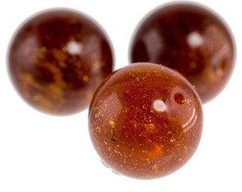 12mm round bead in copper brown with glitter 4Pcs
