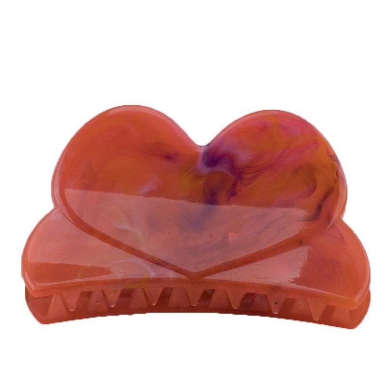 84x45 Hairclaw Heart en rouge orange 1Pcs image 2