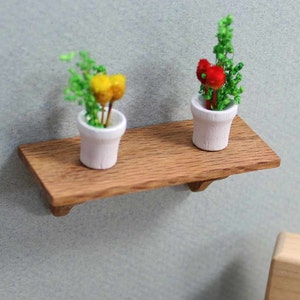 Oak Mini Wall Shelf, Wood Dollhouse Furniture, Miniature Accessory, Mini