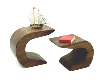 Walnut Wood Miniature Modern Table, Modern Mini, Mod, Wood Table, Mini Furniture, Miniature Furniture, Mini Table, Dark Table