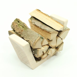 Miniature Wood Rack, LG Mini Firewood Storage, Dollhouse Furniture Accessory image 3