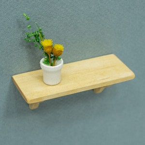 Maple Miniature Shelf, Short Wall Shelf, Wooden Dollhouse Furniture Accessory