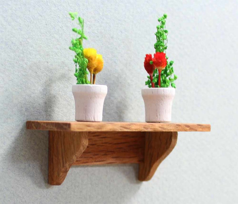 Oak Mini Wall Shelf Wood Dollhouse Furniture Miniature Etsy