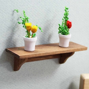Walnut Miniature Shelf, Wooden Shelf, Wooden Dollhouse Furniture, Miniature Wall Accessory, Mini