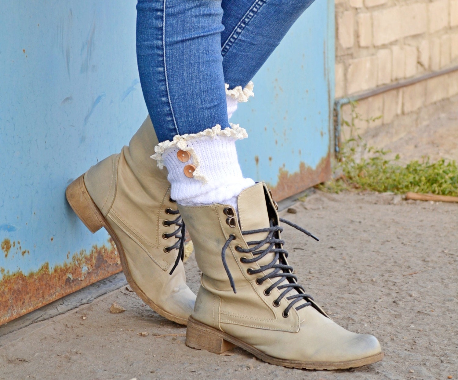 LOVELY Stretch lace boot socks White Lace boot cuffs womens Etsy