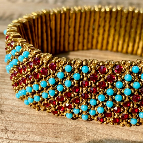 Vintage 1920s Ruby & Turquoise Bracelet