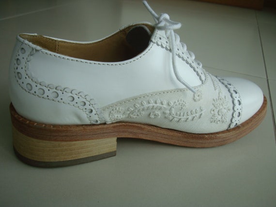 40s style embroidered brogues 1940s leather oxfor… - image 4