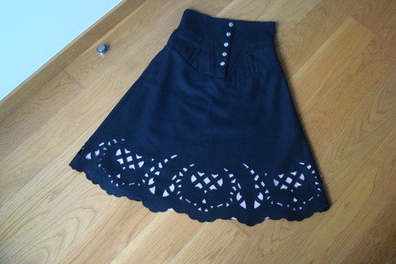 1940s cutout high waist skirt, vintage style black
