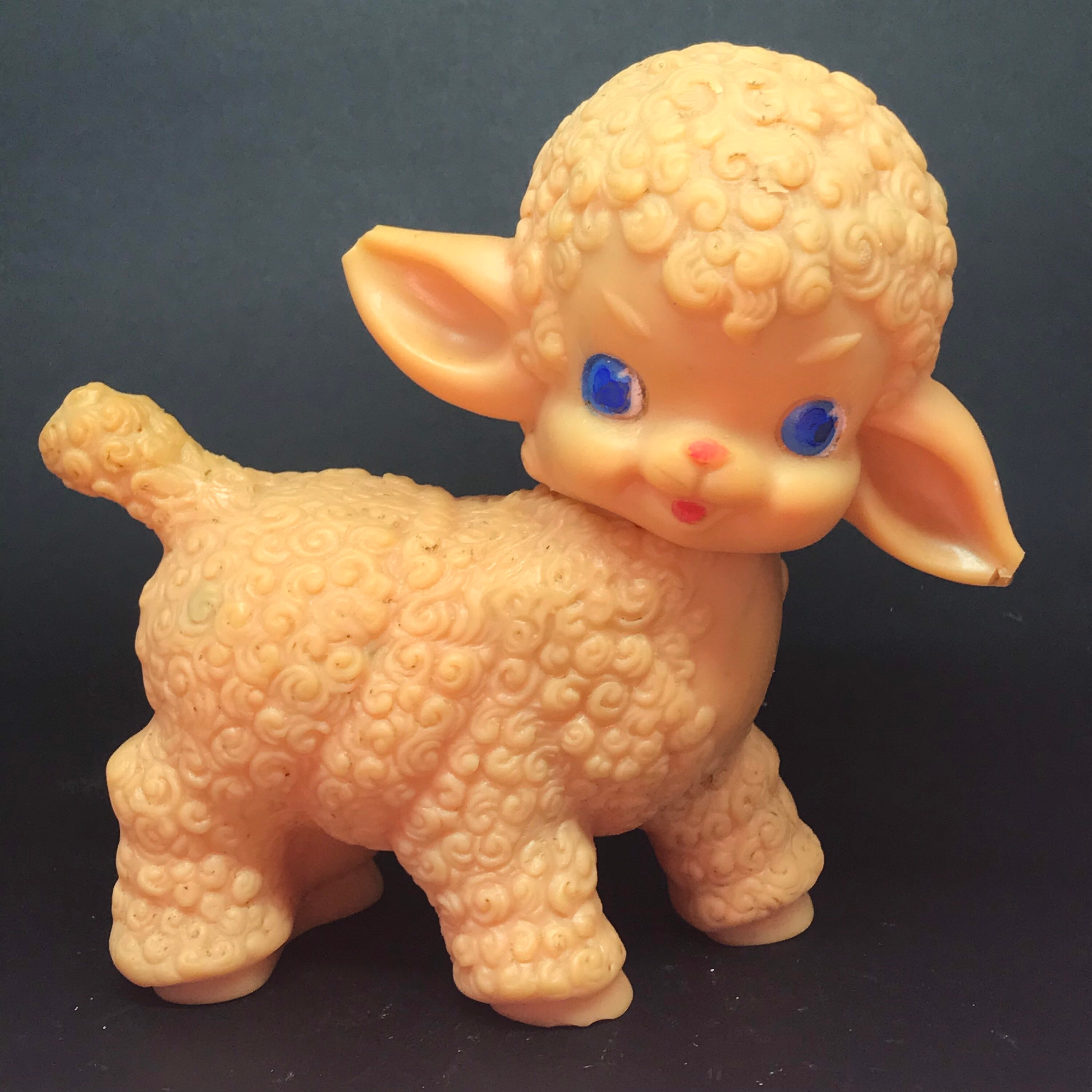 Vintage rubber squeaky lamb toy Etsy