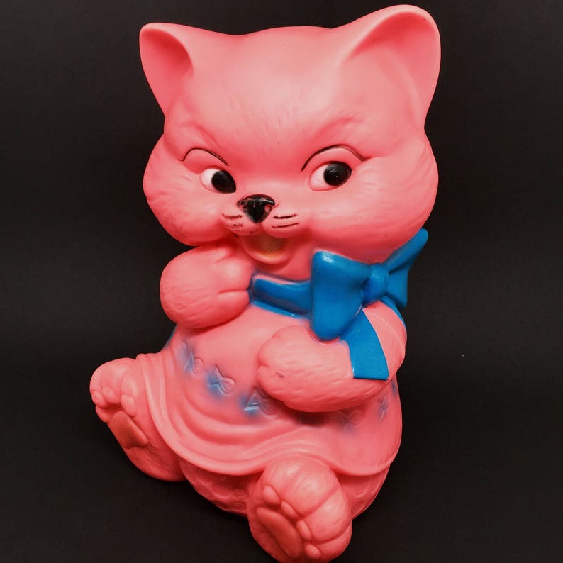 Vintage vinyl squeaky cat toy pink Etsy Vintage vinyl squeaky cat toy pink Etsy