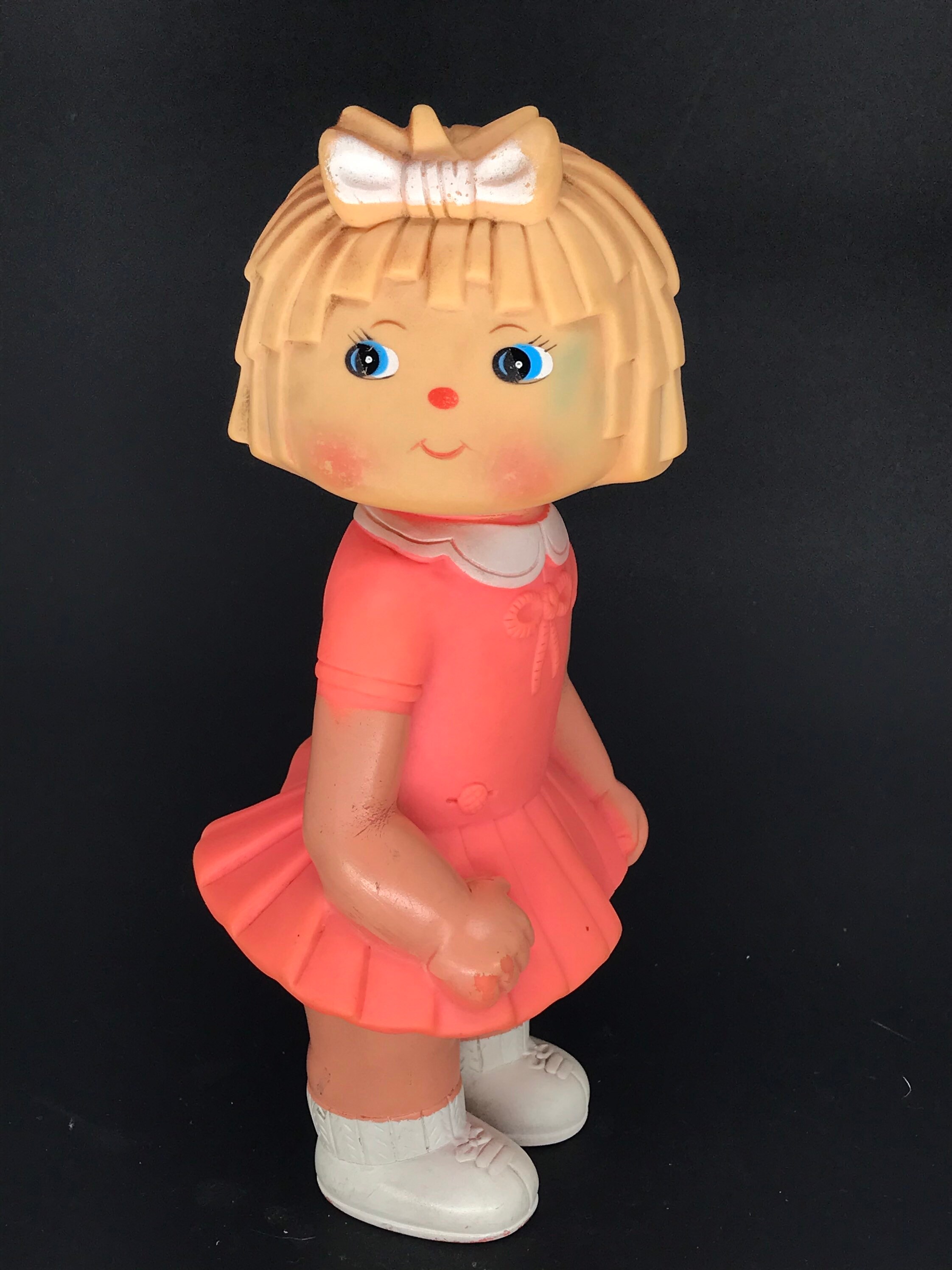 Rare vintage vinyl squeak toy girl doll 1970's 1980's Etsy